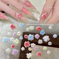 Paso Sico 50Pcs Resin Soft Carved Three-dimensional Camellia Nail Art Accessories Pink Blue Flowers DIY Handmade Wearable
