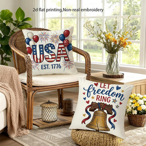 Independence Day Pillowcase <b>Set</b> <b>Square</b> Washable American Style Decorative Throw Pillows For Living Room Holiday Decoration - Product Image 2