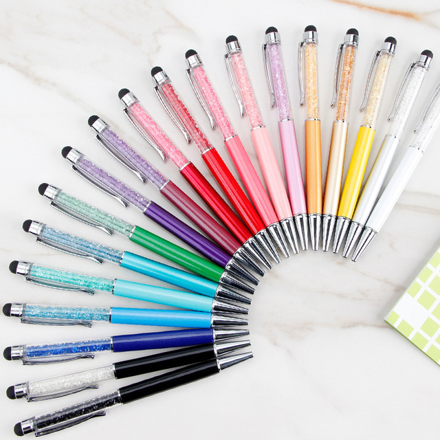 2024 Hot Selling Fashion Colorful Crystal Metal Ballpoint Pen Custom Logo Multi-Function Touch Screen Stylus Gifts
