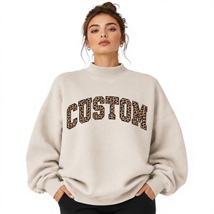 Pull col montant pour femme, coupe classique, nouveau design, broderie personnalisée, polaire écologique, léger, couleur unie, hiver - Product Image 1