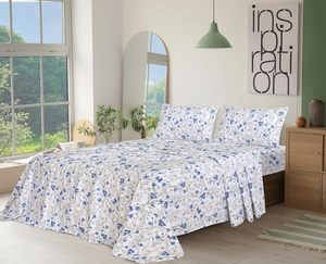 100% bông tấm Nữ Hoàng kích thước thiết lập, 4 miếng, mềm mại và thoáng khí percale dệt bộ đồ giường, túi sâu 16" - Product Image 2