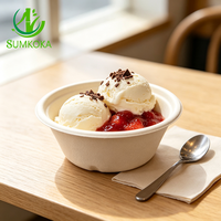 SUMKOKA Bol en pulpe de bagasse de haute qualité 120*45 mm, imprimé sur mesure, petit bol compostable en canne à sucre, résistant au congélateur, pour la crème glacée