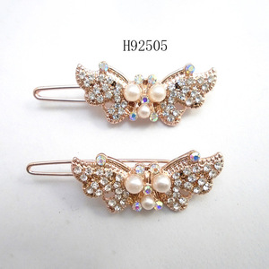 Pinza para el pelo con nudo al estilo europeo y americano, con pedrería metálica y perlas, pinza para el pelo de alta gama para mujer, pinza para diadema - Product Image 2