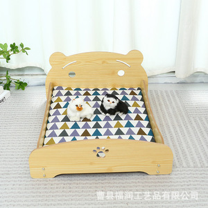 Lit pour animaux de compagnie en bois, motif géométrique rectangulaire, 55x40x21,5 cm, pour chat, lavable à la main - Product Image 3