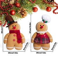 Figurines de Noël en forme d'homme en pain d'épices, décorations de fête, jolies décorations de vacances, poupée de chef en pain d'épices de dessin animé, jouet en tissu