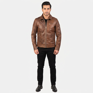 Premium Quality Custom <b>Men's</b> Leather <b>Jacket</b> Top Design Stand Collar <b>Canvas</b> Latest Stylish Portable Street Wear <b>jacket</b> <b>for</b> <b>men</b> - Product Image 1