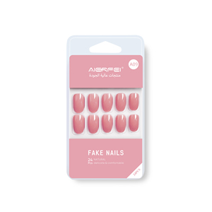 AIERFEI Diseño Piezas de <span class=keywords><strong>manicura</strong></span> <span class=keywords><strong>Rosa</strong></span> brillante <span class=keywords><strong>Uñas</strong></span> postizas <span class=keywords><strong>cortas</strong></span> Color sólido Prensa en las <span class=keywords><strong>uñas</strong></span> - Product Image 4