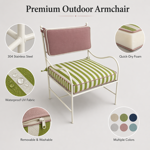Sillón de Exterior con Rayas de Color Personalizado, Estructura Metálica Resistente a la Oxidación, Silla de Jardín de Lujo <span class=keywords><strong>para</strong></span> Terraza o Estudio Creativo - Product Image 4