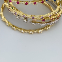 Bracelets empilables plaqués or 18 carats avec zircone cubique, bracelet multi-rangs pavé de cristaux CZ, bijoux colorés pour femmes