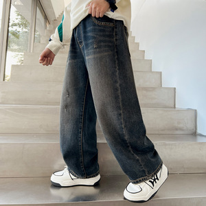 <span class=keywords><strong>Jeans</strong></span> in Denim da ragazzo a gamba larga stile Casual stile stile Casual a vita media lavabile traspirante per l'estate autunnale - Product Image 4