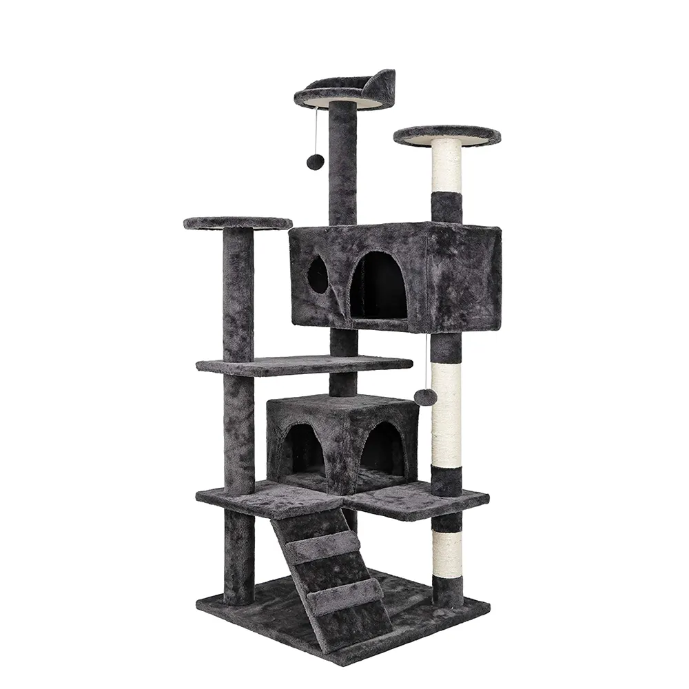 Wholesale hot selling large size wooden pet scratcher house tower condo cat tree