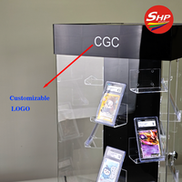 Support de Présentation de Cartes SHP Personnalisé Grand Format avec Espace de Rangement – Présentoir Transparent en Acrylique pour Cartes à Collectionner Orange et Rouge