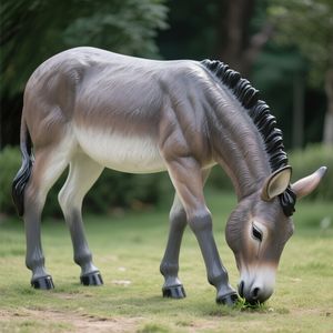 庭の芝生の屋外中庭の風景のためのFRPロバの彫刻耐久性のある耐候性のある生命のような動物の装飾像 - Product Image 2