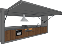 Cocina Móvil Moderna para Exteriores de 4m y 6m con Estructura de Acero Expandible