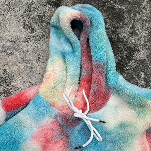 Sudadera con Capucha <span class=keywords><strong>de</strong></span> Sherpa Tie Dye para Hombre YTS, Sudadera <span class=keywords><strong>de</strong></span> Forro Polar Suave con Letra <span class=keywords><strong>de</strong></span> Chenilla, Sudadera con Capucha Cálida <span class=keywords><strong>de</strong></span> Invierno, Fábrica OEM - Product Image 3