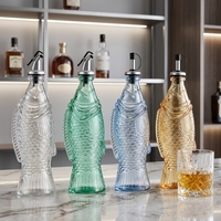 Bouteilles en verre en forme de poisson de 500 ml, bouteilles en verre de qualité supérieure pour les spiritueux, carafe en verre personnalisée pour le whisky, le brandy, la tequila, les spiritueux