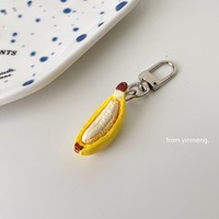 Porte-clés créatif en peluche courte banane demi-pelée, breloque fruit 3D style snack, pendentif pour sac d'étudiant, 31-50cm, cadeau pour meilleure amie et couple