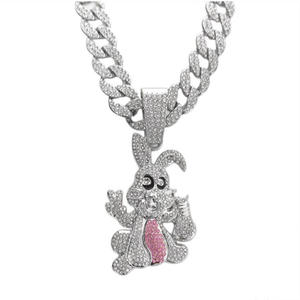 <span class=keywords><strong>Cadena</strong></span> Cubana Hiphop de 15mm con Colgante de Conejo, Chapada en Oro y <span class=keywords><strong>Plata</strong></span>, de 18/20/22/24 Pulgadas, Collares de Moda para <span class=keywords><strong>Hombre</strong></span> y Mujer, Joyería Gargantilla - Product Image 1