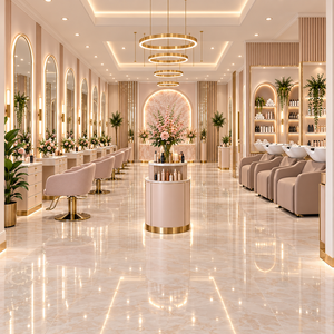 Banc de travail moderne pour salon de manucure, présentoir de beauté personnalisé, personnalisation complète de la pièce pour la décoration intérieure du salon - Product Image 2