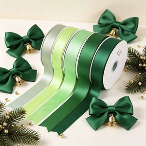 Pita Satin Warna Solid Klasik Elegan 4cm untuk Dekorasi Garland Pohon Natal dan Pembuatan Pita Buatan Tangan - Product Image 1