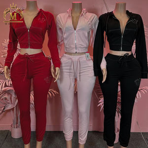 Winter Herbst Frauen Outfits Print Langarm Crop Hooded Jacket und lange Hosen Zweiteiliges Set Casual Jogger 2-teiliges Set für Frauen - Product Image 2