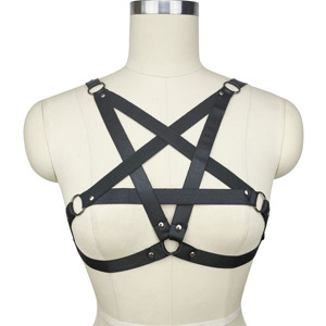 Ensemble de Lingerie Punk gothique pour femmes Harnais complet Pentagramme Soutien-gorge cage Élastique Festival Rave Photographie Danse <span class=keywords><strong>Appa</strong></span> - Product Image 2
