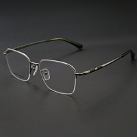 Venta Directa de Fábrica, Gafas Ópticas de Titanio Puro, Montura Media Cuadrada, Diseño Moderno 5013