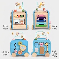 Juguete de Autobús de Madera 5 en 1 al por Mayor, Juguete Educativo Montessori, Juguete de Aprendizaje Cognitivo para Niños, Regalo Preescolar