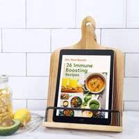 Verstelbare iPad Tablet Receptenboekhouder Rustieke Bruine Houten Snijplank Stijl Kookboekstandaard voor aanrecht