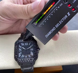 Reloj de Lujo para Hombre, Marca C OEM, Totalmente Negro, con Moissanita, Acero Inoxidable, Analógico, Sumergible 100 Bar, Diseño Personalizado, Estilo Ejecutivo - Product Image 6