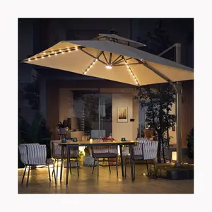 [莫佳] 维多利亚灯珠太阳能电池板户外花园阳伞铝合金杆2.5/3M 150KG充水底座A-mazon热卖