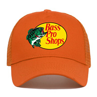 Gorra de béisbol de malla de 5 paneles de algodón puro estampada con patrón de peces tropicales, ajustable, para verano y pesca al aire libre