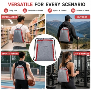 <b>Drawstring</b> <b>Backpack</b> Custom Logo <b>Drawstring</b> Gym Bags Black Fashion Draw String Bags <b>Backpack</b> for Sports Gym Travel Swimming Beach - Product Image 3