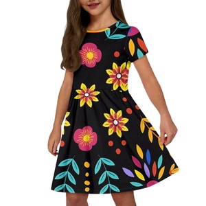 Sublimation <strong>Mexican</strong> Print Short Sleeve Evening <strong>Dresses</strong> for Children Dropshipping Mexico Custom Girls Clothing <strong>Dresses</strong> Party - Product Image 3