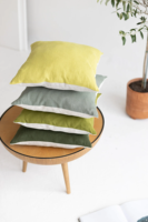 Housse de coussin décorative en lin 100% fait main, color block, pour la maison et l'hôtel