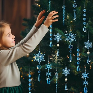 Набор из 15 экологичных акриловых украшений для елки: снежинки, сосульки, подвески. Товары для вечеринок, подарки. Производство Китай. Возможность индивидуального заказа. - Product Image 3