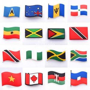 流行设计促销国旗鞋装饰魅力自制木块软聚氯乙烯鞋 - Product Image 2