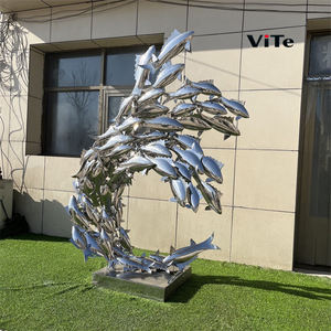 RVS vis-sculptuur voor moderne hotelzwembaddecoratie - Product Image 1