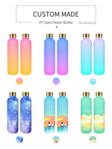 Bouteille d'eau en plastique écologique de luxe givrée de 1 litre avec couvercle à vis en acier inoxydable Tritan, avec des moments de réflexion motivants, pour la rentrée scolaire - Product Image 6
