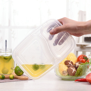 Boîte alimentaire rectangulaire en plastique jetable avec couvercle pour le déjeuner - Product Image 2