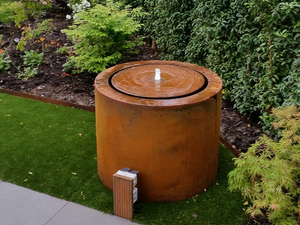 Corten Steel <b>Cube</b> Water Fountain, Garden Fountain Water Feature - Product Image 2