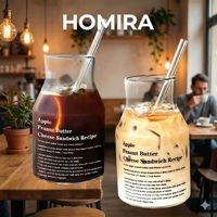 Gobelet en verre portable de style Ins pour un usage domestique, simple, pour café froid, grande capacité, jus de haute valeur avec paille