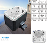 Bain à remous extérieur en acrylique pour 3 personnes avec jets d'hydrothérapie, lumières LED et ozone pour jardin