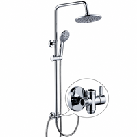 Ensemble de douche chromé mural pour salle de bain avec pommeau de douche pluie rond et douchette à main, système de robinetterie de bain