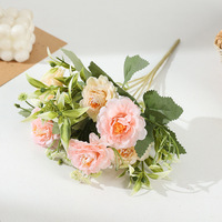 Bouquet de fleurs artificielles en soie (pivoines et roses) pour la vente en gros, idéal pour les fêtes, la maison, les mariages et les centres de table