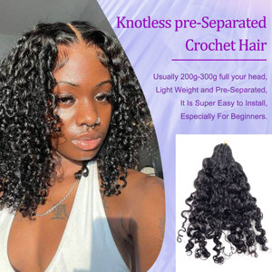 # Extensions de cheveux humains de luxe 1B, double brin, <span class=keywords><strong>pointe</strong></span> plume, bouclés birmanes, pour crochet - Product Image 4