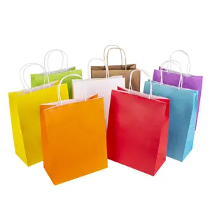 高級ショッピングバッグ小売ハードクラフト紙バッグ低価格中小企業包装バッグ付き