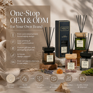 Aikun Festive Spice Christmas Scented Glass Reed Diffuser Gift Set with Fiber Sticks Gift Bag And Printed <b>Tube</b> for Home Decor - Product Image 6