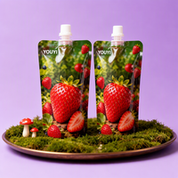 Pochette souple personnalisée pour snacks aux baies, sachet d'emballage souple à fond plat avec bouchon à vis pour l'emballage alimentaire et des boissons