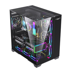 Mới đầy đủ tháp chơi game trường hợp máy tính 270 ° xem đầy đủ 3 <span class=keywords><strong>side</strong></span> Tempered Glass ATX/Micro-ATX PC Hợp kim nhôm CPU Tủ PC trường hợp - Product Image 4